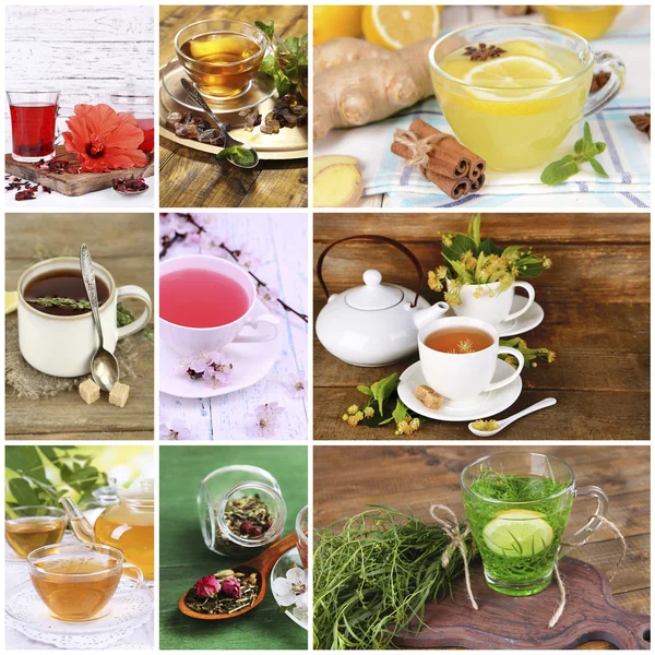 Colagem de chá saboroso — Fotografia de Stock