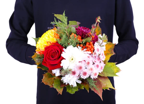 Man holding flowers — Stock Photo, Image