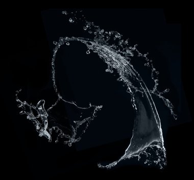 Water splashes on black