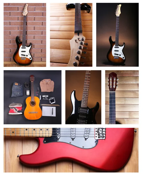 Collage of modern guitar — Stock Photo, Image