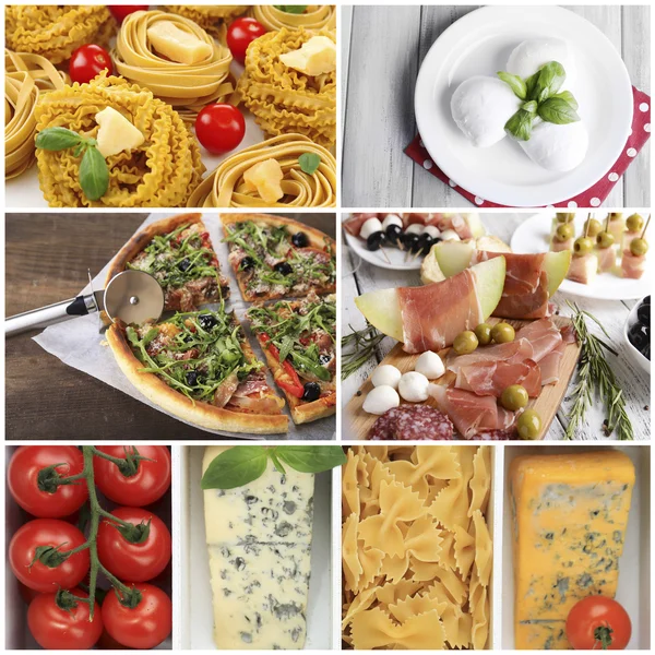 Collage av god italiensk mat — Stockfoto