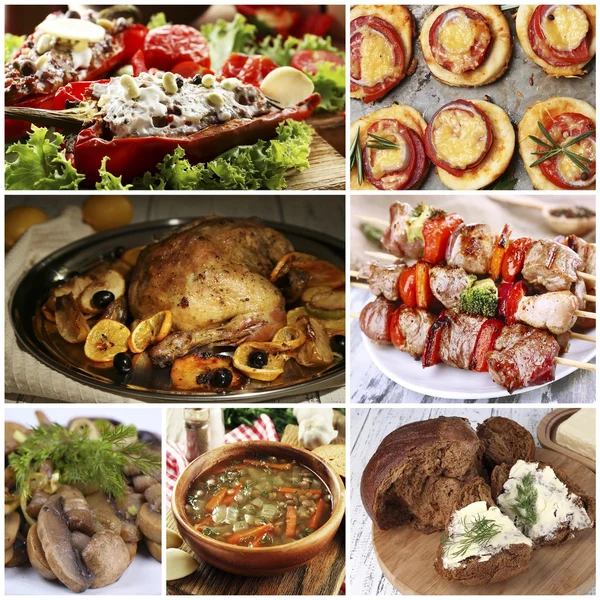 Delicioso collage casero de alimentos — Foto de Stock