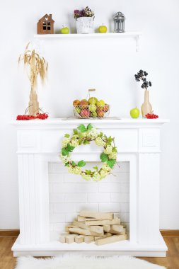 güzel süslemeleri ile şömine