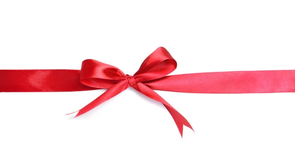 Red ribbon with bow — Stock Photo, Image