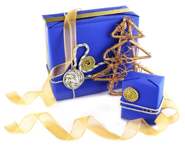 Modré dovolené dárkové boxy — Stock fotografie