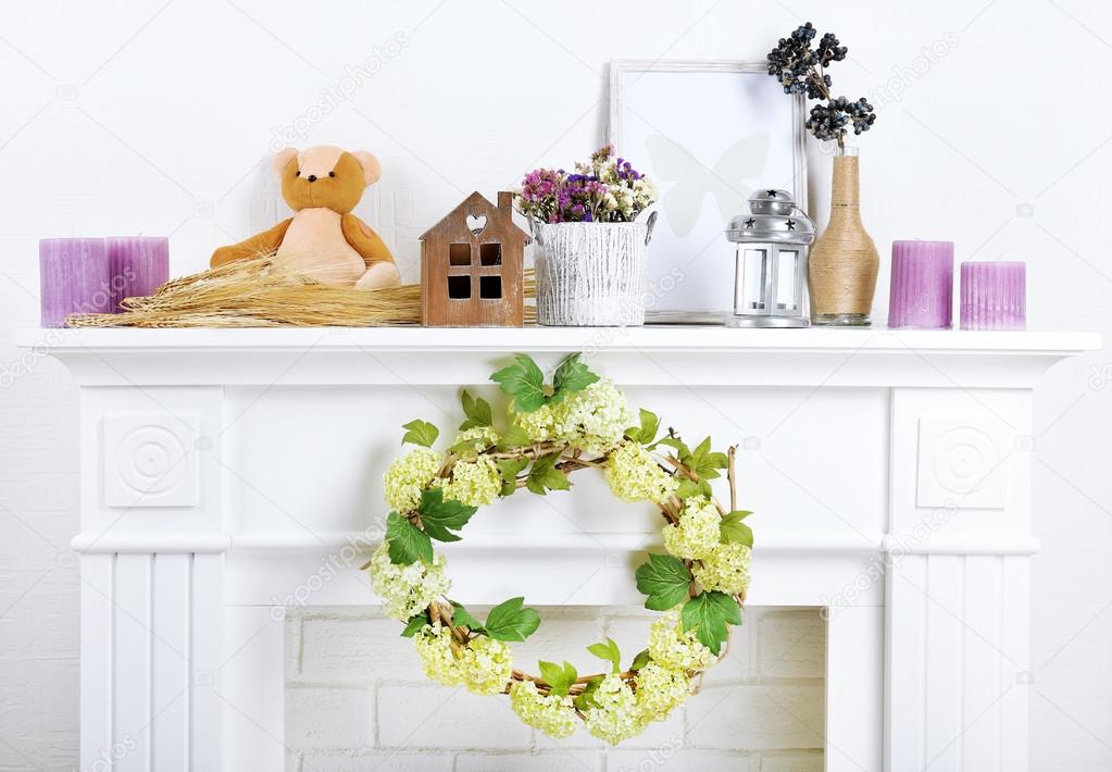 Fireplace with beautiful decorations