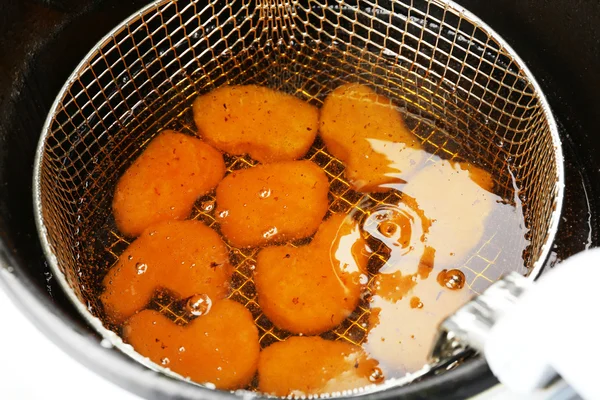 Cutlets in deep fryer — Stock Photo, Image