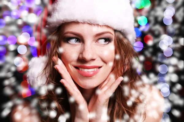 Femme en chapeau de Noël — Photo