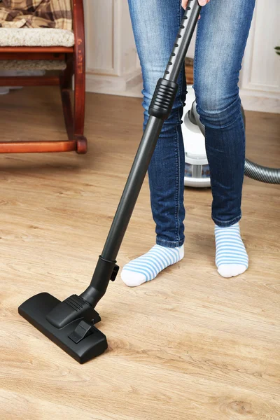 Woman with vacuum cleaner — Stock Photo, Image