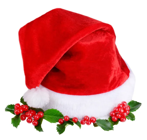 Mistletoe and Santa Claus hat — Stock Photo, Image