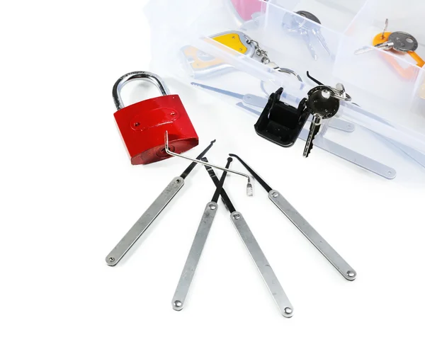 Aantal toetsen en lock picks — Stockfoto