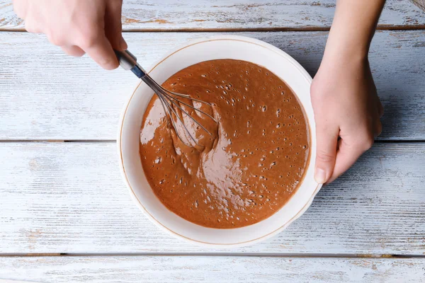 Preparing dough, mixing ingredients — Stock Photo, Image