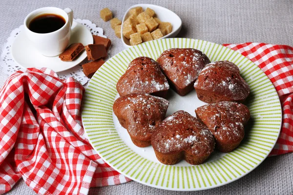 Chocolate cupcakes and coffee — Stock Photo, Image