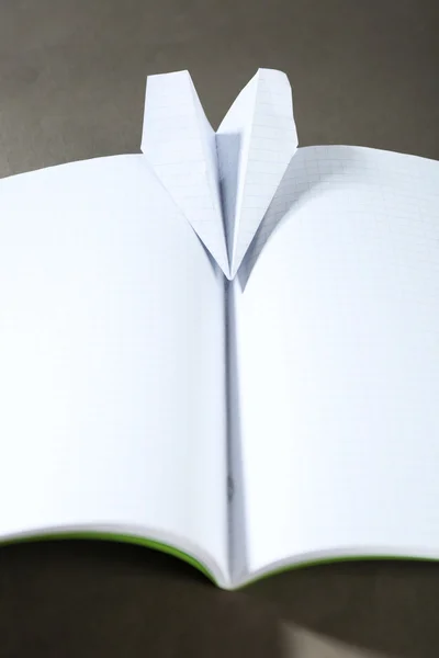 Origami repülőgép notebook — Stock Fotó