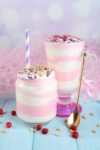 Cranberry milk dessert — Stock Photo, Image