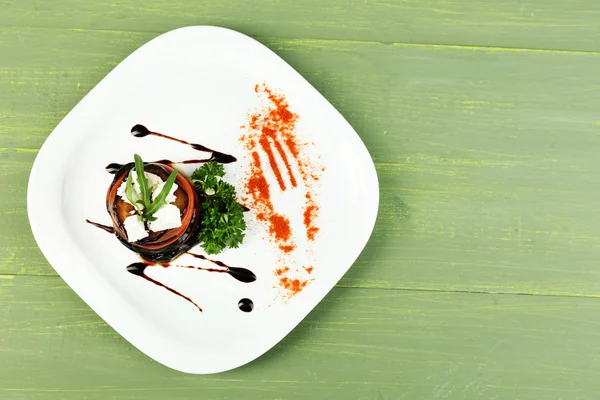 Eggplant salad with tomato and feta cheese — Stock Photo, Image