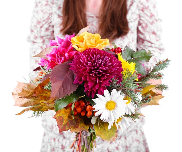 Kobieta gospodarstwa kwiaty — Zdjęcie stockowe