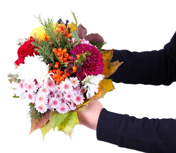 Hombre sosteniendo flores — Foto de Stock