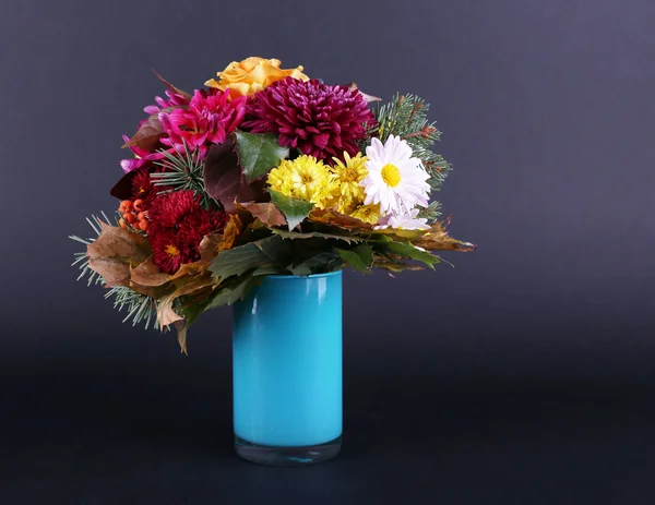 Flower bouquet in blue vase