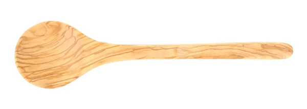 Colher de madeira vazia isolada em branco — Fotografia de Stock