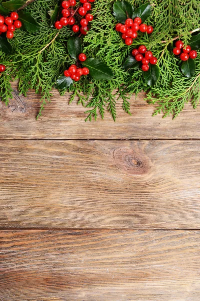 Christmas border from fir and mistletoe — Stock Photo, Image