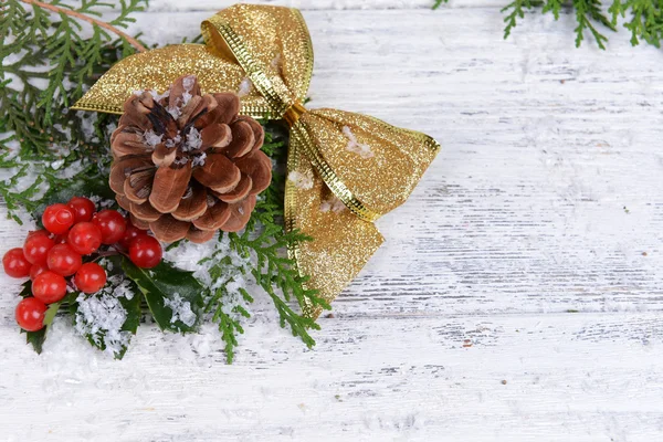 Christmas border from fir and mistletoe — Stock Photo, Image