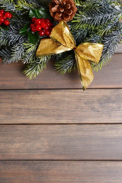 Christmas border from fir and mistletoe — Stock Photo, Image