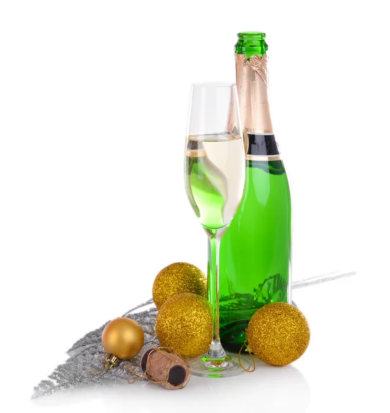 Décorations de Noël et champagne — Photo