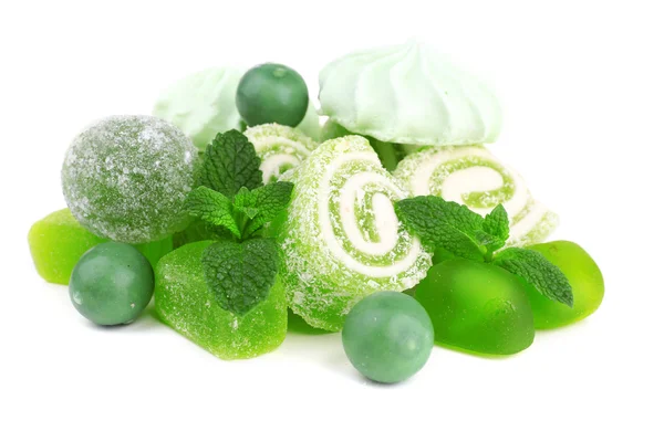 Merengues de color menta, caramelos de jalea de menta — Foto de Stock