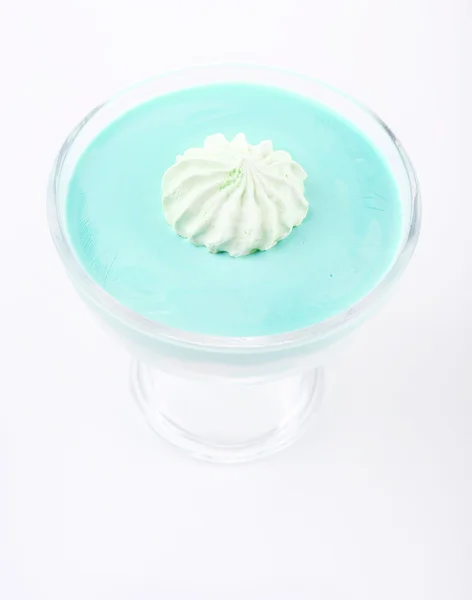 Mint milk dessert in glass bowl — Stock Photo, Image