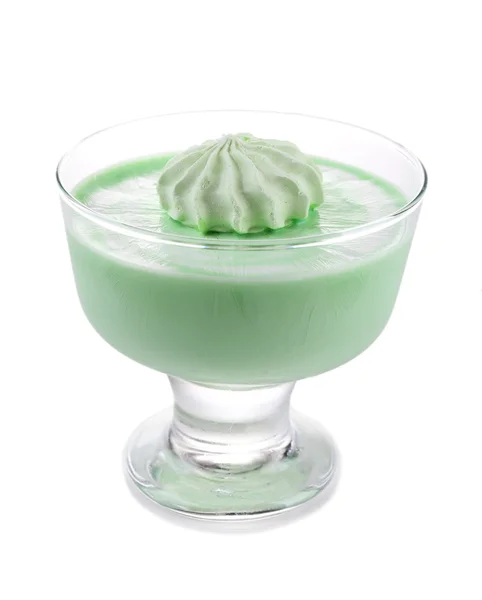 Mint milk dessert in glass bowl — Stock Photo, Image