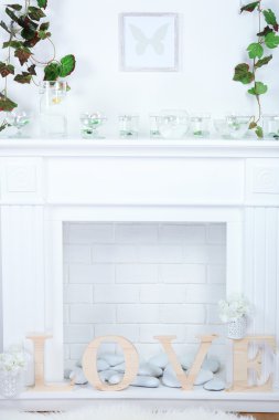 güzel süslemeleri ile şömine