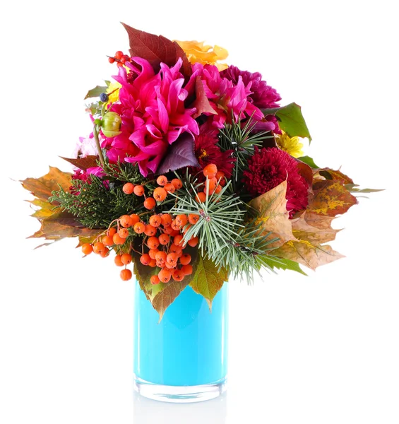 Flower bouquet in blue vase — Stock Photo, Image