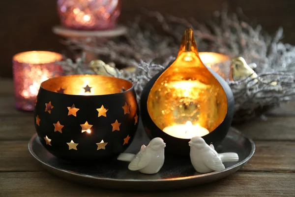 Composition with beautiful candlesticks — Stock Photo, Image