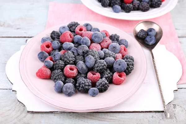 Bayas heladas en plato — Foto de Stock