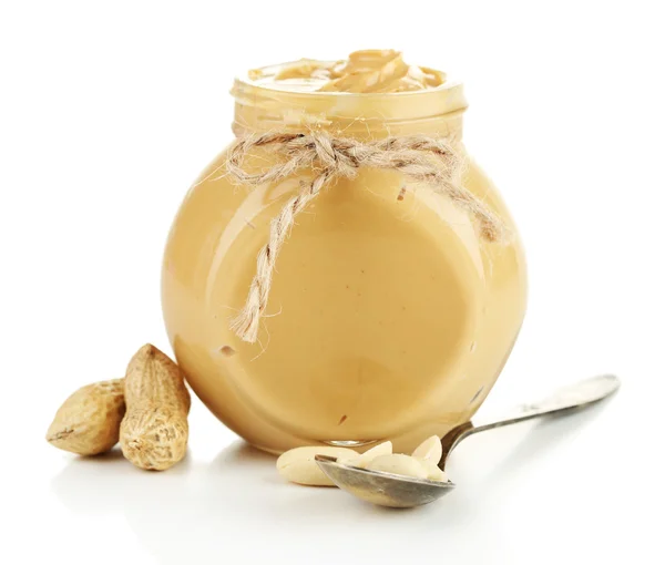 Peanut butter in jar — Stock Photo, Image