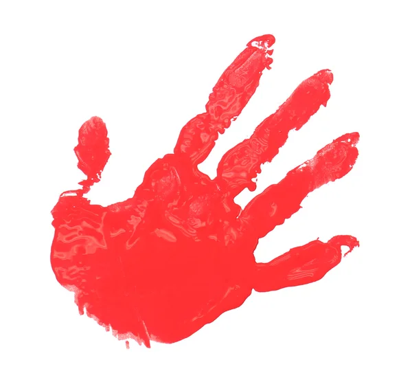 Hand print with red paint — Stock Photo, Image