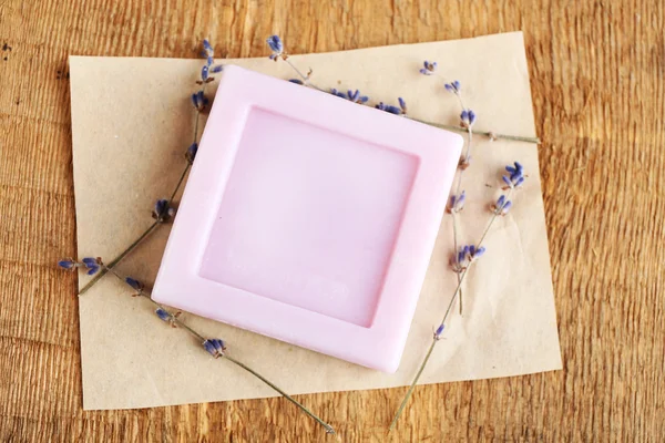 Natural soap with dried lavender — Stock Photo, Image