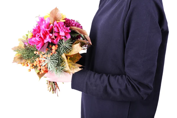 Man holding flowers — Stock Photo, Image