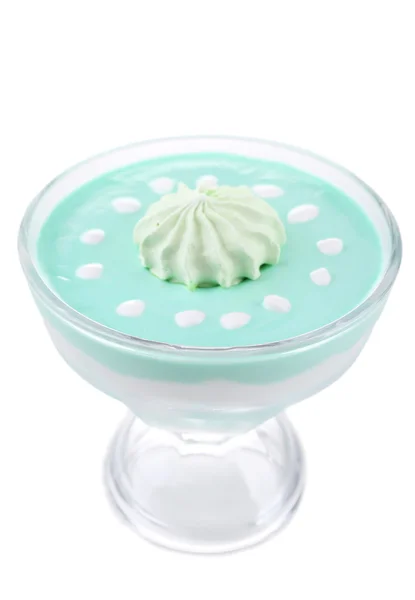 Mint milk dessert in glass bowl — Stock Photo, Image