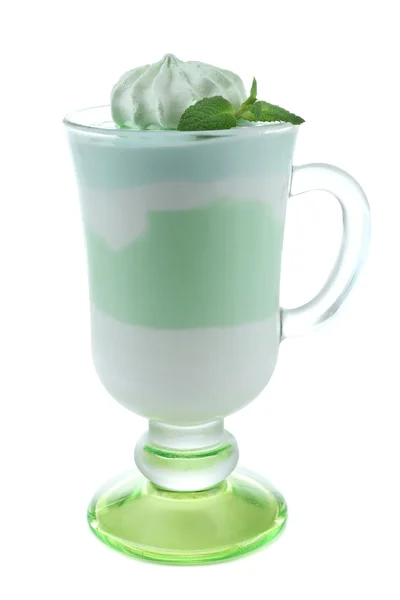 Mint melk dessert in glas — Stockfoto