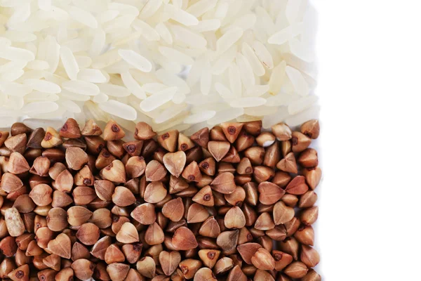 Reis und Buchweizengrütze — Stockfoto