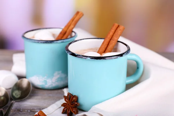 Cups of tasty hot cocoa — Stock Photo, Image