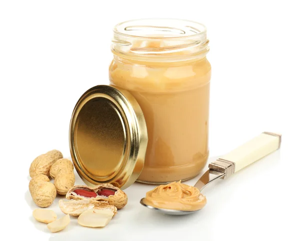 Creamy peanut butter in jar — Stock Photo, Image