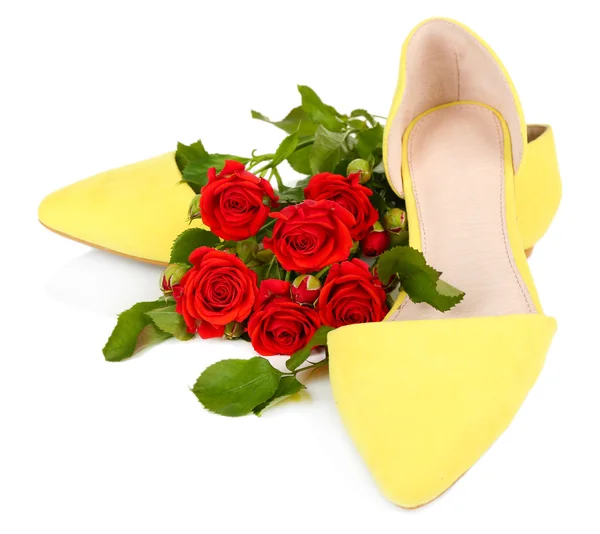 Schöne Frauenschuhe mit Blumen — Stockfoto