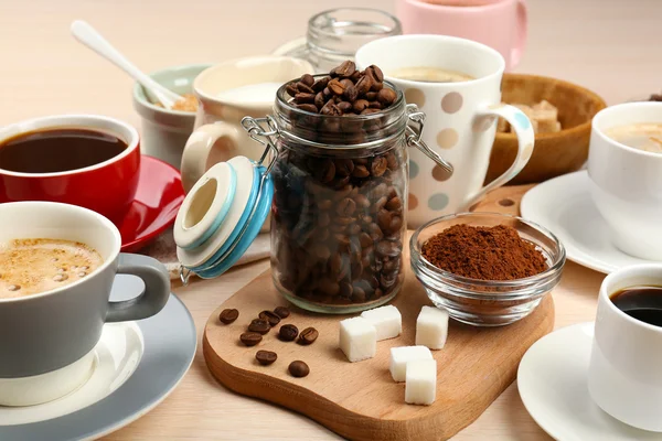 Fresh coffee with several ingredients — Stock Photo, Image