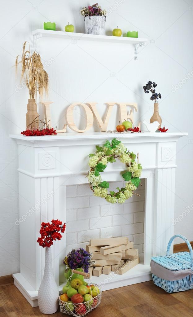 Fireplace with beautiful decorations