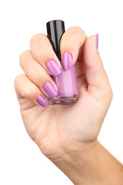 Elinde, üzerinde beyaz izole cilası