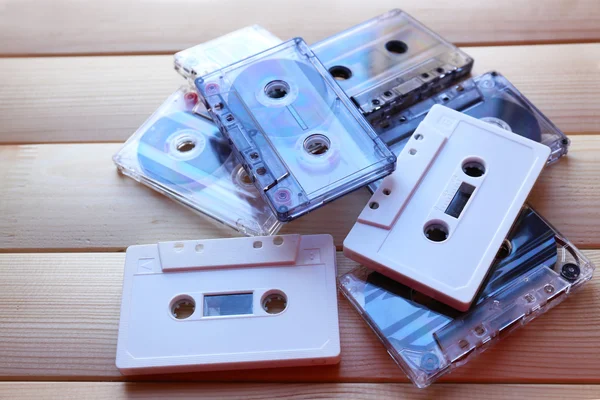 Collection of retro audio tapes, close up — Stock Photo, Image