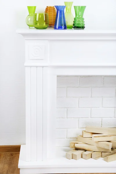 Fireplace with beautiful decorations — Stock Photo, Image